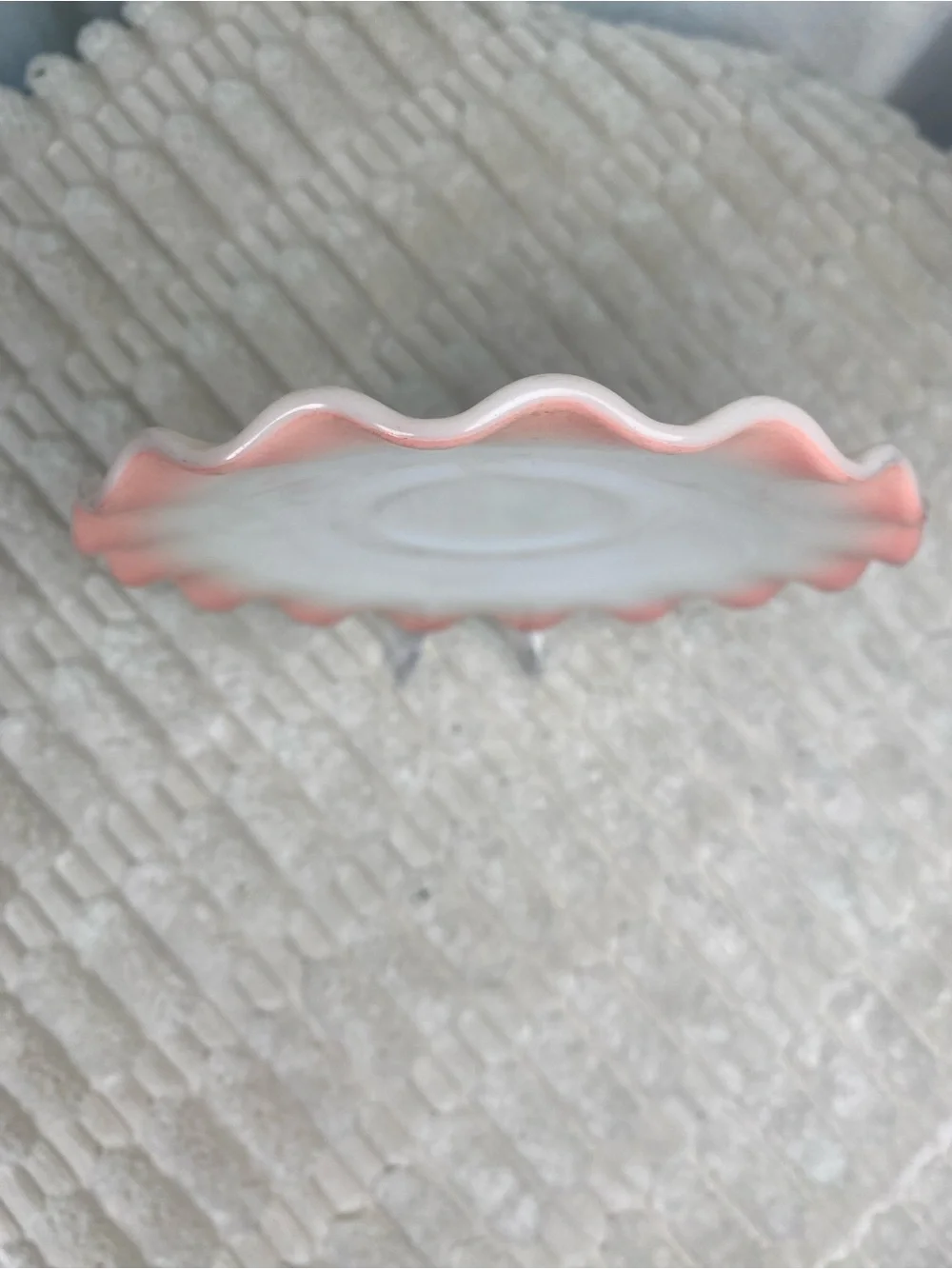 Vintage Hazel Atlas Pink Crinoline Ripple Milk Glass Saucer Plate 5.5